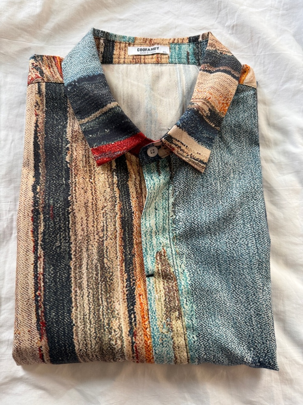 Coofandy Men’s Casual Striped Button-Down Shirt in Multi-Color